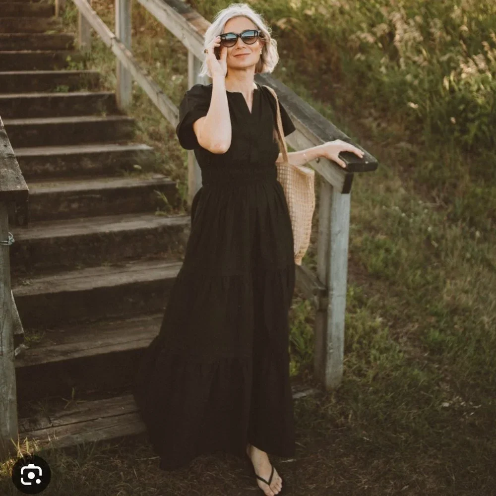 Anthropologie NWT Cotton Somerset maxi dress in black Size - Picture 3 of 12